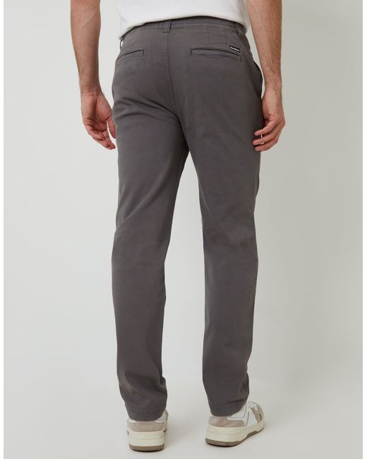 Threadbare Gray Elasticated Waist Chino Trousers for men