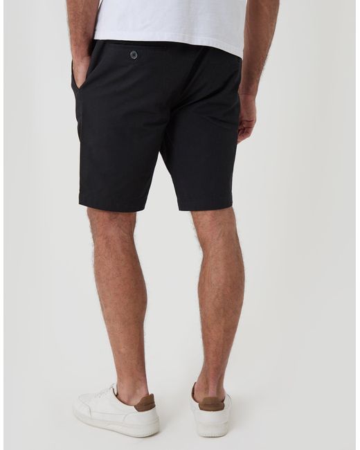 Threadbare Black Regular Fit Elasticated Waist Stretch Chino Shorts for men