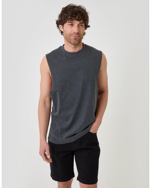 Threadbare Blue Relaxed Fit Cotton Crew Neck Vest for men