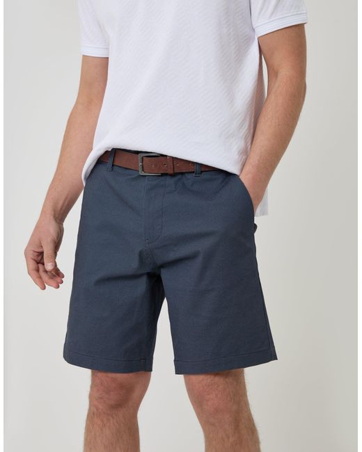 Threadbare White Regular Fit Stretch Chino Shorts With Belt for men