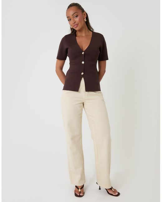 Threadbare Multicolor V-Neck Compact Knitted Top