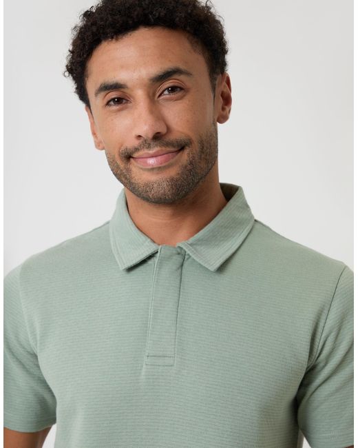 Threadbare Green Textured Hidden Placket Polo Shirt for men