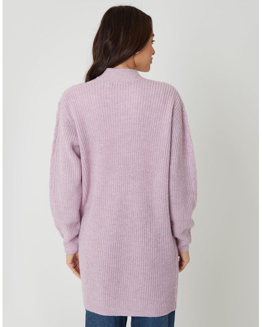 Threadbare Purple Cable Knit Cardigan