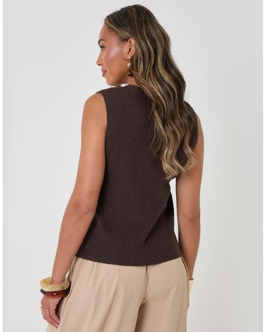 Threadbare Brown Ribbed Longline Waistcoat