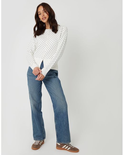 Threadbare White Compact Knitted Cardigan