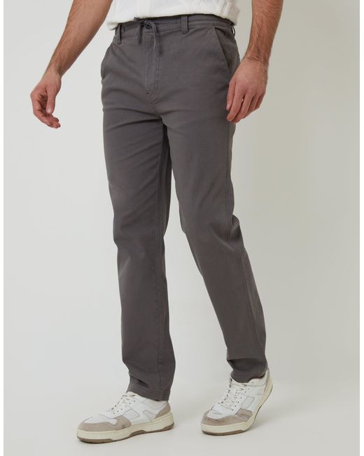 Threadbare Gray Elasticated Waist Chino Trousers for men