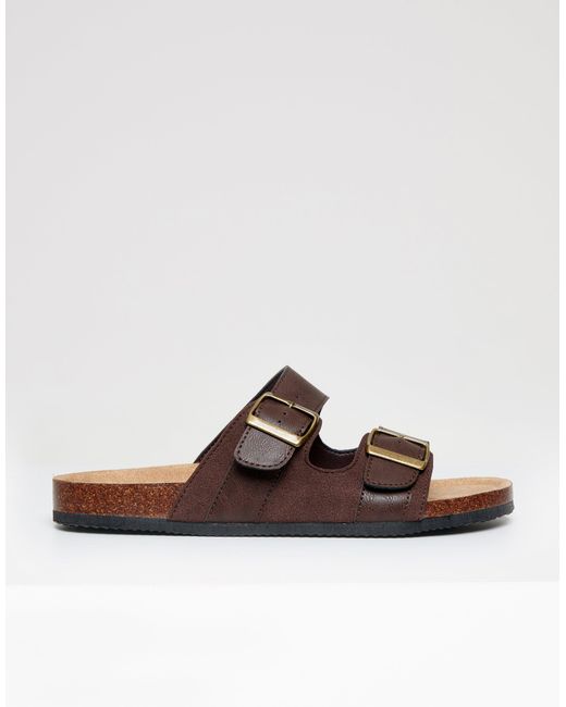 Threadbare Natural Slip On Two Buckle Strap Sandals for men