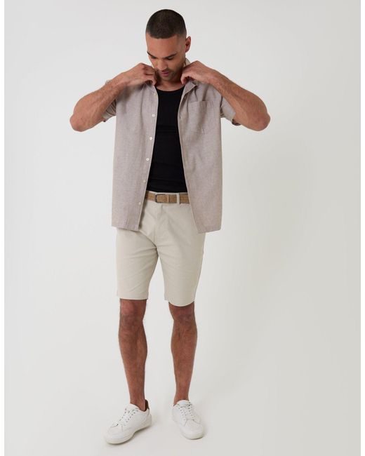 Threadbare Gray Linen Cotton Blend Short Sleeve Shirt for men