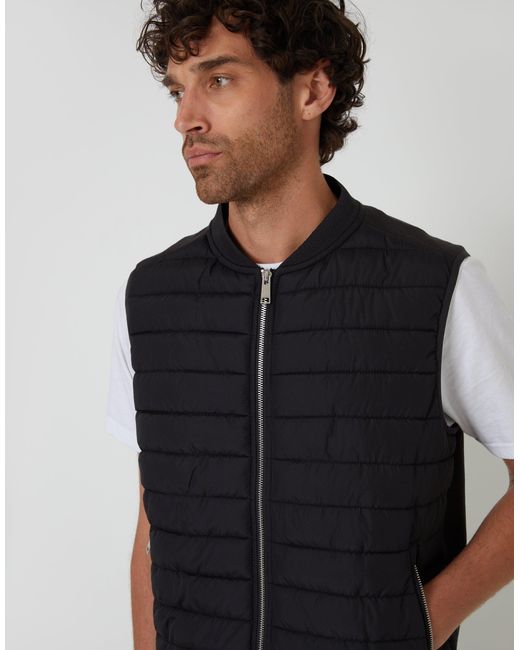 Threadbare Blue Quilted Hybrid Gilet for men