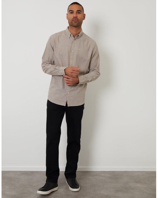 Threadbare Gray Long Sleeve Linen Blend Shirt for men