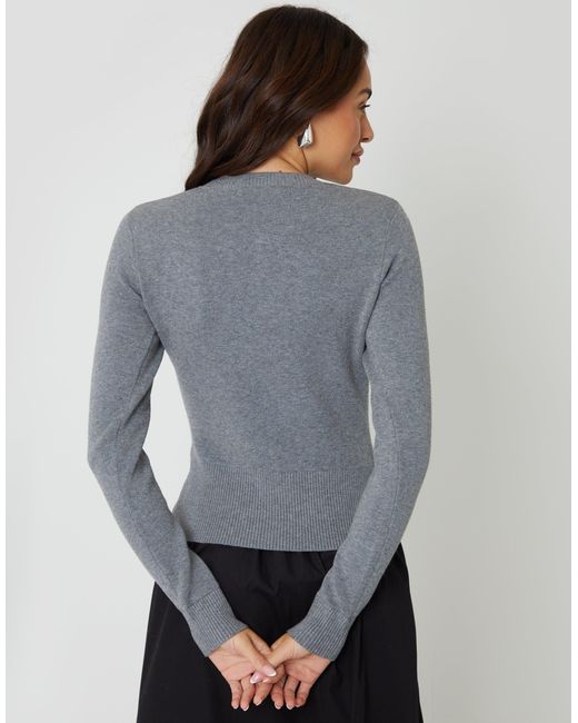 Threadbare Gray Crew Neck Compact Knitted Cardigan