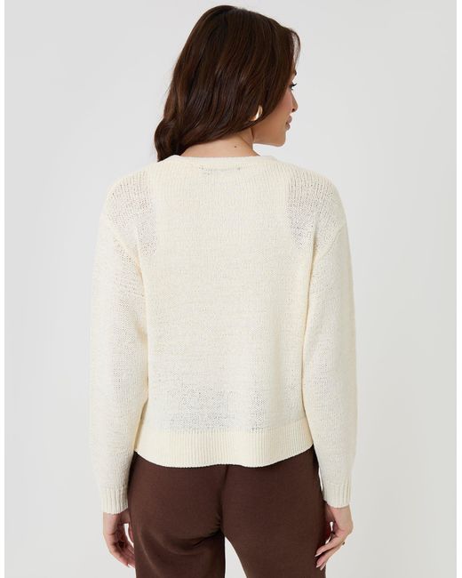 Threadbare Natural Dropped Shoulder Open Cardigan