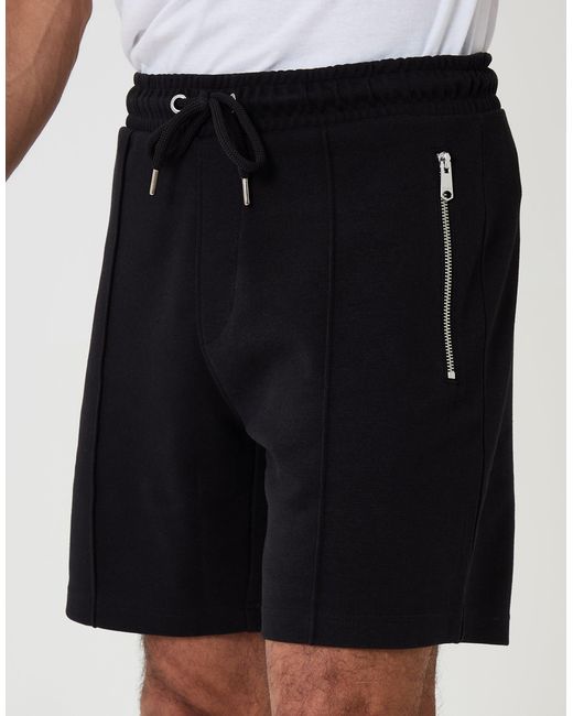 Threadbare White Pique Pleated Sweat Shorts for men