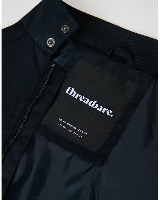 Threadbare Black Showerproof Zip Up Harrington Jacket for men