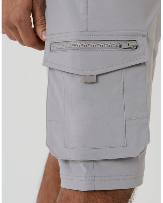 Threadbare Gray Elasticated Waist Stretch Cargo Shorts for men