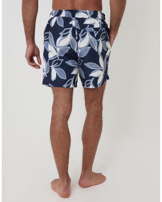 Threadbare Blue Leaf Print Quick Dry Swim Shorts for men