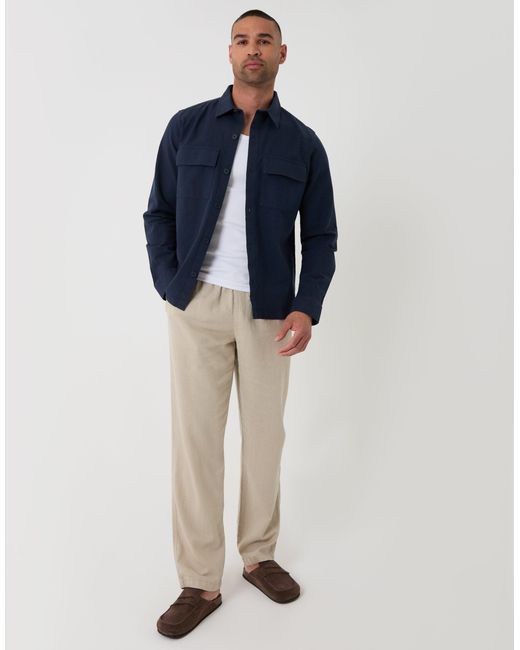 Threadbare Blue Linen Blend Lightweight Shacket for men