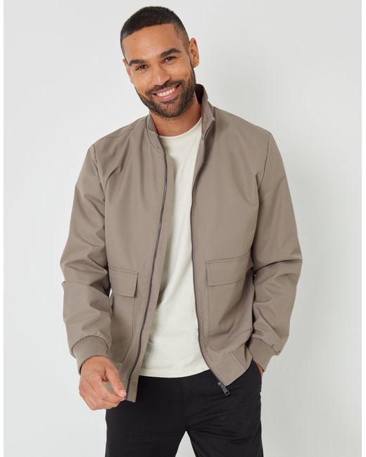 Threadbare Gray Patch Pocket Funnel Neck Harrington Style Jacket for men