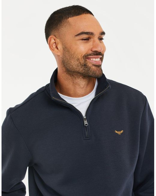 Threadbare Blue Quarter Zip Sweatshirt for men