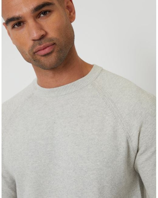 Threadbare Gray Raglan Knitted Crew Neck Jumper for men