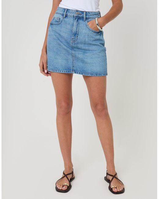 Threadbare Blue Denim Mini Skirt