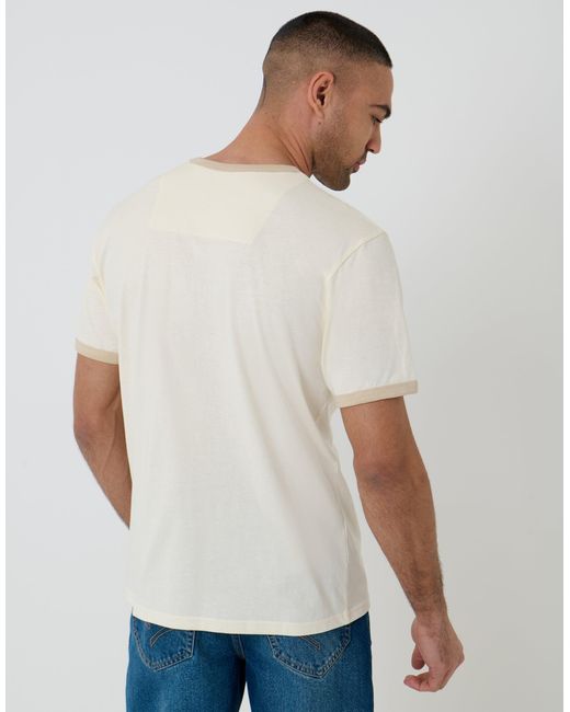 Threadbare White Cotton Ringer T-Shirt for men