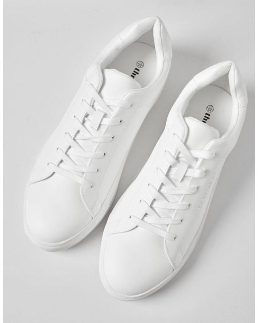 Threadbare White Pu Court Trainers for men