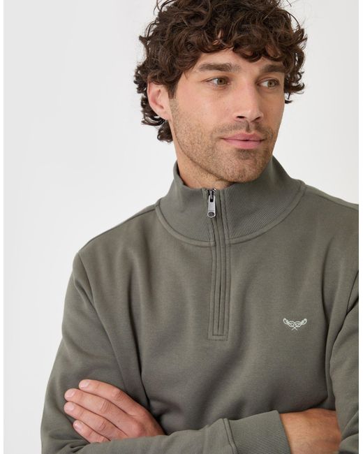 Threadbare Gray The Essential Cotton Rich Quarter Zip Sweatshirt for men