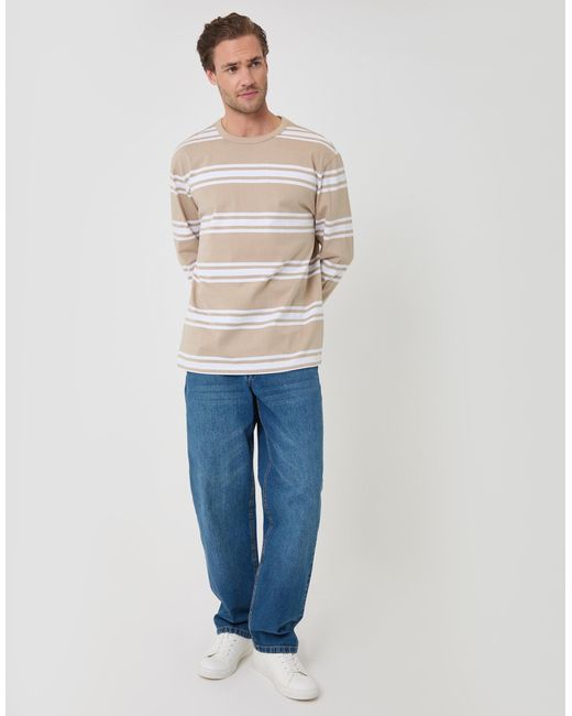 Threadbare Blue Cotton Jersey Long Sleeve T-Shirt for men