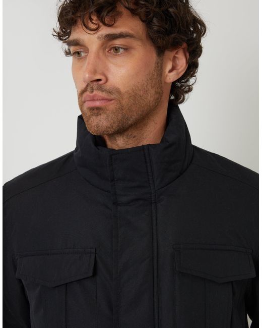 Threadbare Black Funnel Neck Utility Coat for men