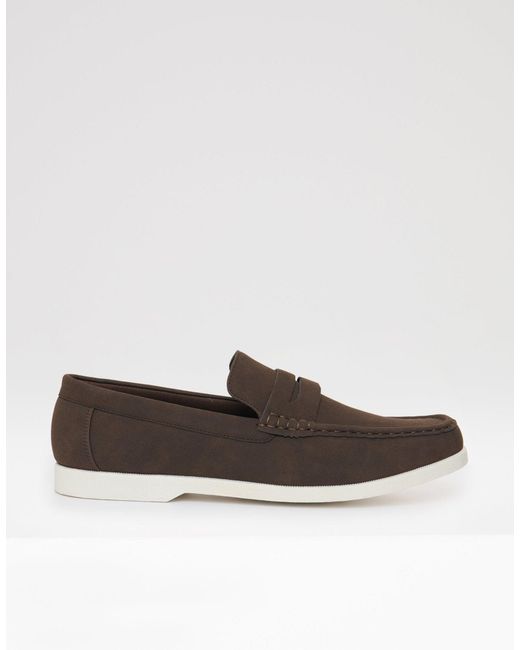 Threadbare White Faux Suede Penny Loafers for men