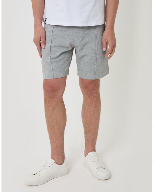 Threadbare White Pique Pleated Sweat Shorts for men