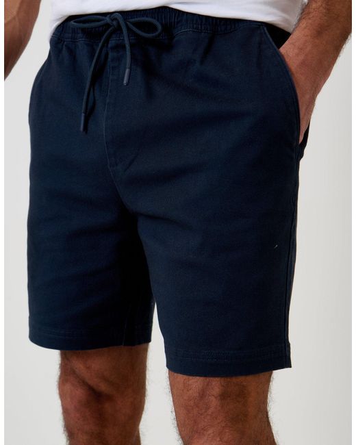 Threadbare Blue Shorter Length Elasticated Waist Stretch Chino Shorts for men