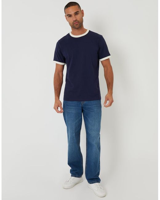 Threadbare Blue 2 Pack Cotton Ringer T-Shirts for men