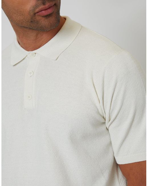 Threadbare Gray Moss Stitch Knitted Polo for men