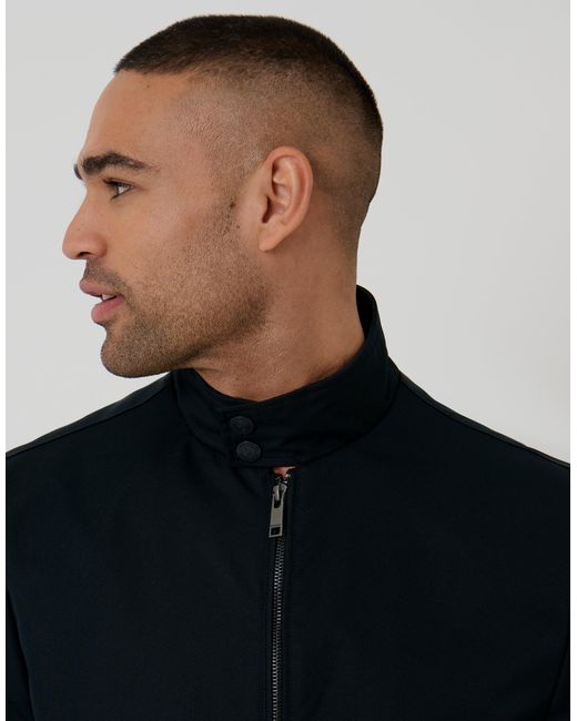 Threadbare Black Showerproof Zip Up Harrington Jacket for men