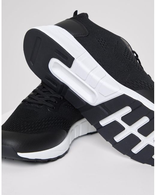 Threadbare Black Textured Slip On Trainers for men