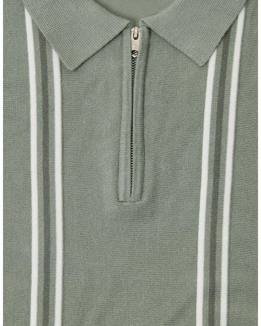 Threadbare Multicolor Quarter Zip Knitted Polo for men
