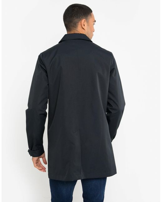 Threadbare Blue Showerproof Longline Mac for men