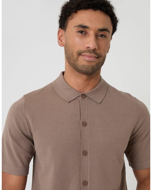 Threadbare Gray Knitted Short Sleeve Shirt for men