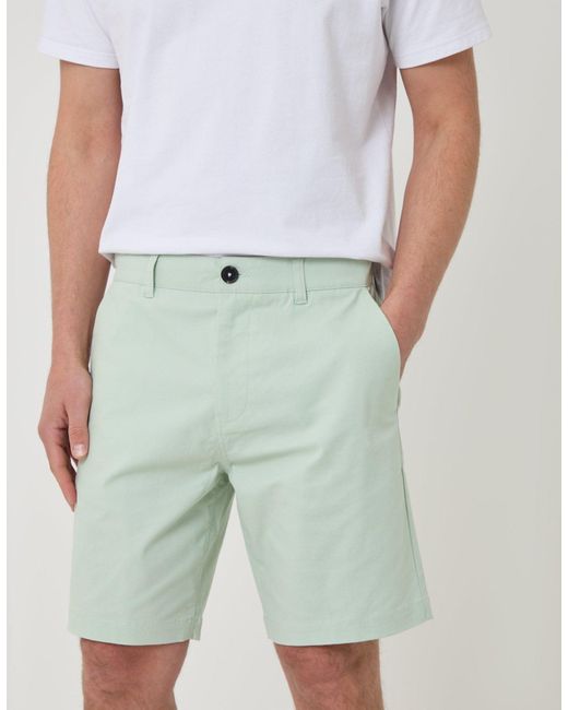 Threadbare White Regular Fit Stretch Chino Shorts for men