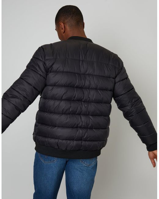 Threadbare Blue Quilted Bomber Jacket for men