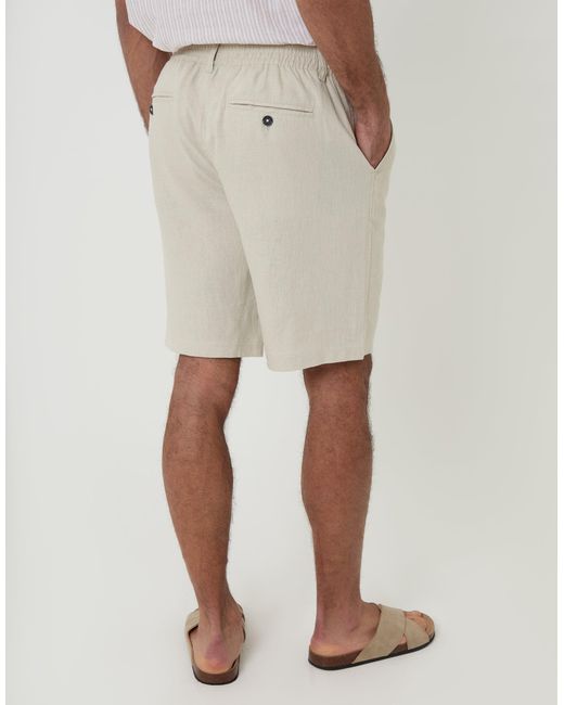 Threadbare Natural Linen Blend Shorts for men