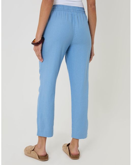 Threadbare Blue Linen Blend Drawstring Trousers