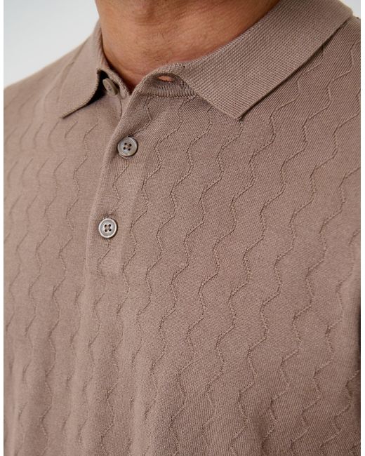 Threadbare Gray Zig Zag Stitch Knitted Polo for men