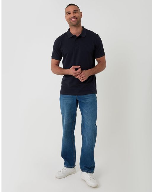 Threadbare Blue Textured Cotton Polo Shirt for men