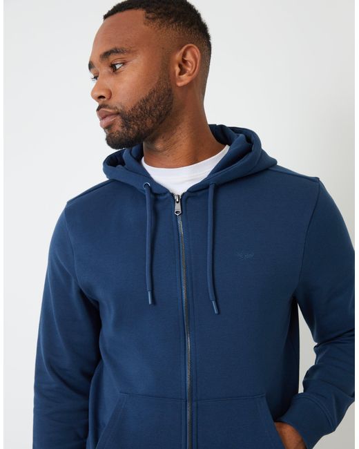 Threadbare Blue Zip-Through Hoodie for men
