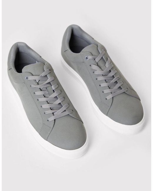 Threadbare Gray Faux Suede Court Trainers for men