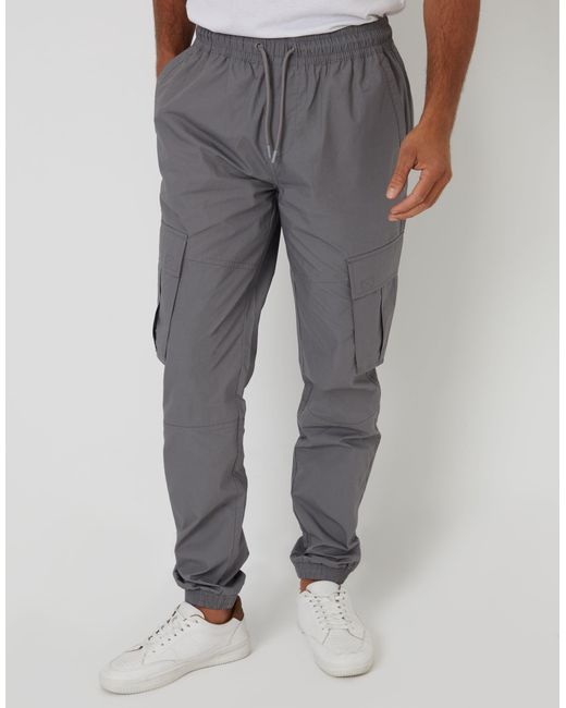 Threadbare Gray Elasticated Waist Cargo Trousers for men