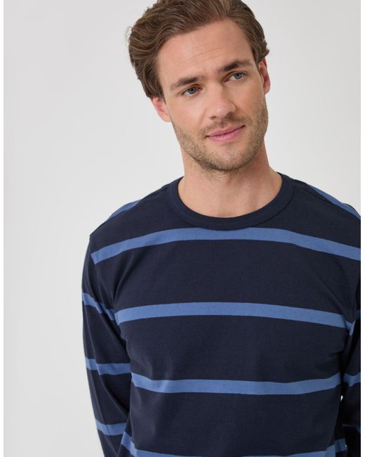 Threadbare Blue Cotton Jersey Long Sleeve T-Shirt for men